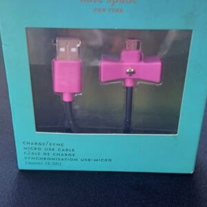 kate spade Pink Micro‑USB Charge & Sync Cable with Black Cord